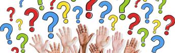 hands raised with question marks
